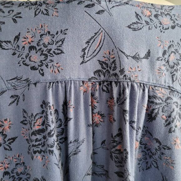 Catherines 4X peasant blouse blue floral top balloon sleeve‎ cottage boho - Picture 5 of 11